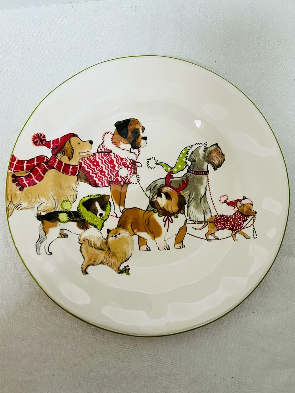 Park Avenue Puppies Dogs Plate Pier 1 Ironstone Salad Dessert 8.5